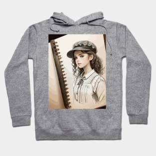 Pencil drawing. Portrait of a young lady Hoodie